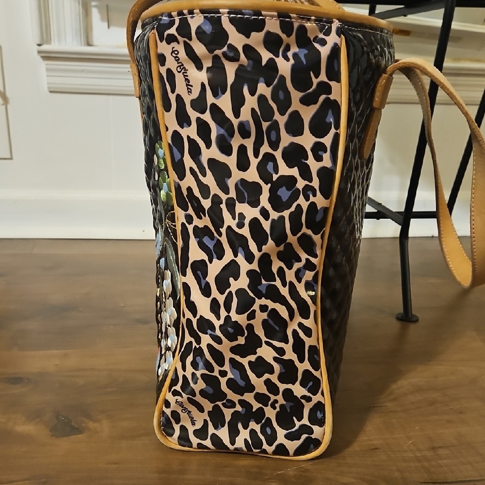 Consuela Black and Tan Floral Embroidered Tote - Picture 3 of 6